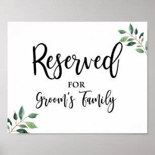 Póster Reservado para el Rótulo de Boda de vegetación de