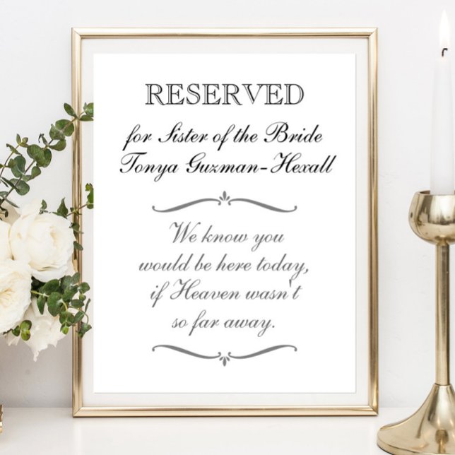 Póster Reservado Para Hermana de la Novia Memorial Boda (Subido por el creador)