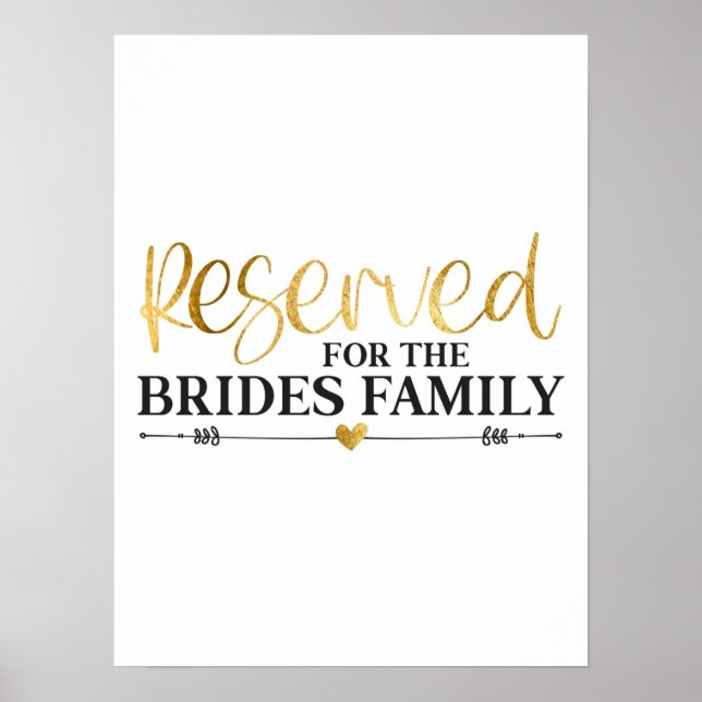 Póster Reservado Para La Familia Brides Boda De Oro Blanc (Frente)