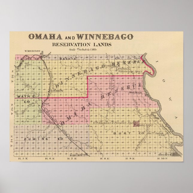 Póster Reservas de Omaha y Winnebago en Nebraska (Frente)