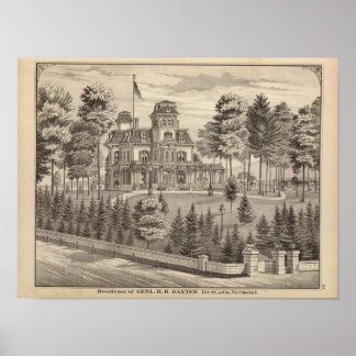 Póster Residencia de Genl HH Baxter en Rutland Vermont