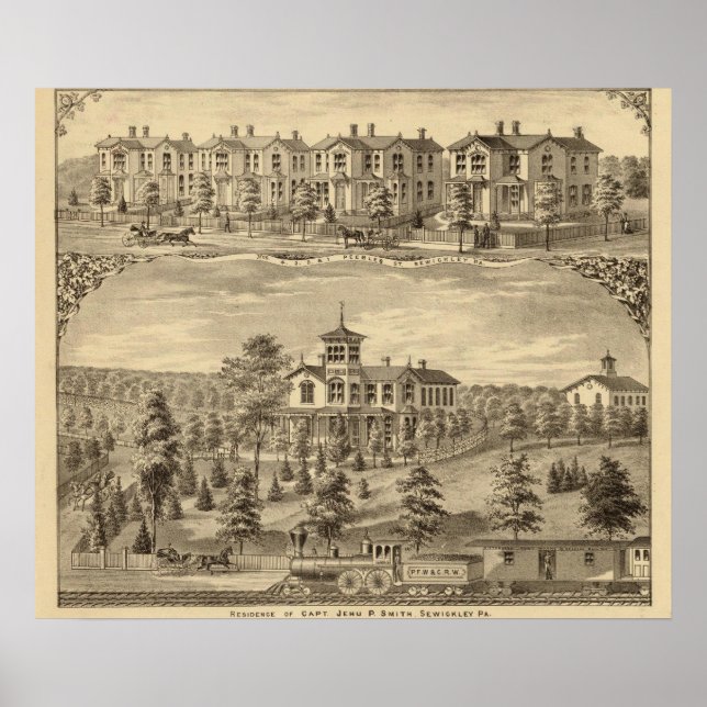 Póster Residencia de Jehu P Smith, Sewickley (Frente)
