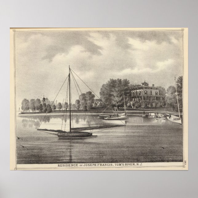 Póster Residencia de Joseph Francis, río de Tom, NJ (Frente)