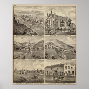Póster Residencias, granjas, cervecería y estable,