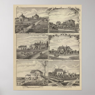 Póster Residencias, granjas, molino en Litchfield,