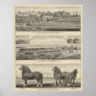 Póster Residencias, granjas y caballos de Kansas