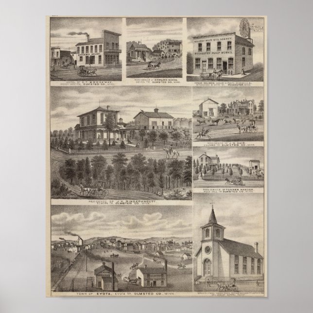 Póster Residencias, negocios y la ciudad de Eyota (Frente)