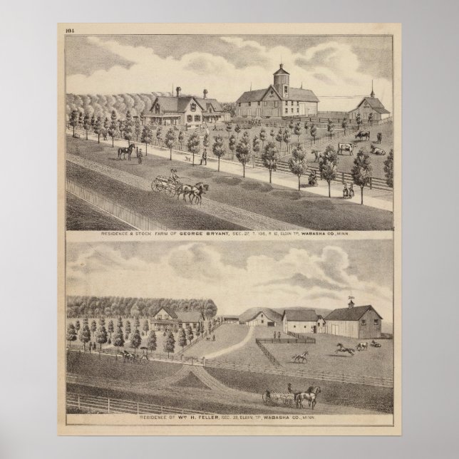 Póster Residencias y explotaciones agrícolas, Minnesota (Frente)