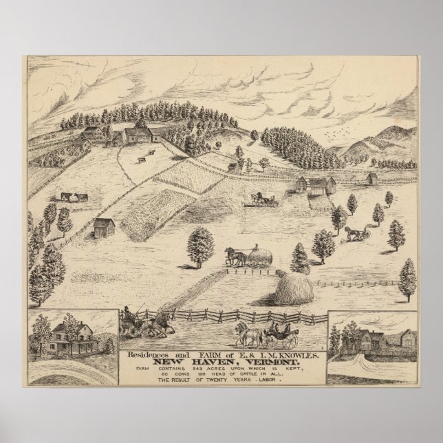 Póster Residencias y granjas en New Haven (Frente)