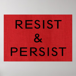 Póster Resist and Persist on Red Linen Texture Photo Post