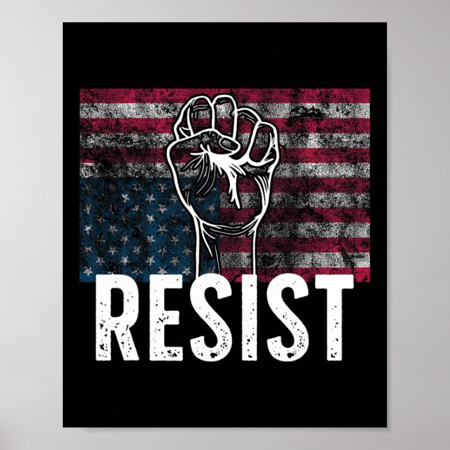 Póster Resist Distressed Upside Down American Flag Usa  (Frente)