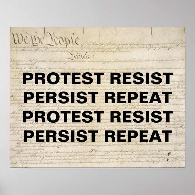 Póster Resist Persist Repeat Constitution Protest (Frente)