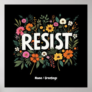 Póster RESISTA a la protesta política floral contra Trump