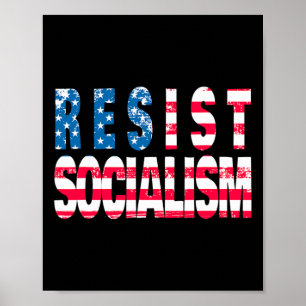 Póster Resista al socialismo - Patriótico Bandera Estadou