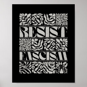 Póster Resiste al Fascismo Boho Floral Sutil Anti Trump S