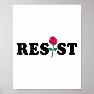 Póster Resistir a la flor feminista Rosa Mujeres feminism