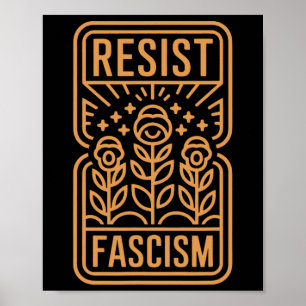 Póster Resistir al fascismo como protesta contra Trump