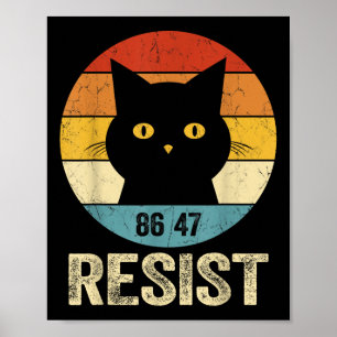 Póster Resistir al retro de té antiTrump resiste al gato 