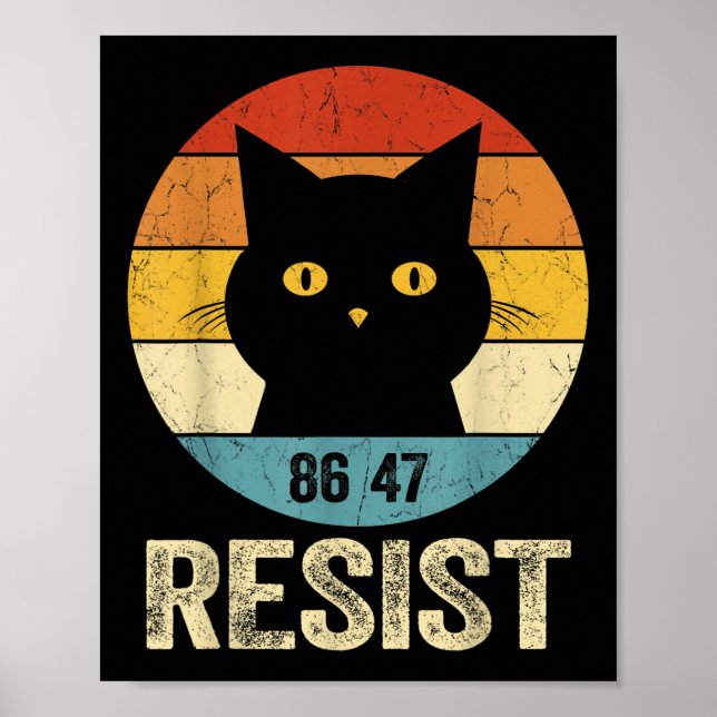Póster Resistir al retro de té antiTrump resiste al gato  (Frente)