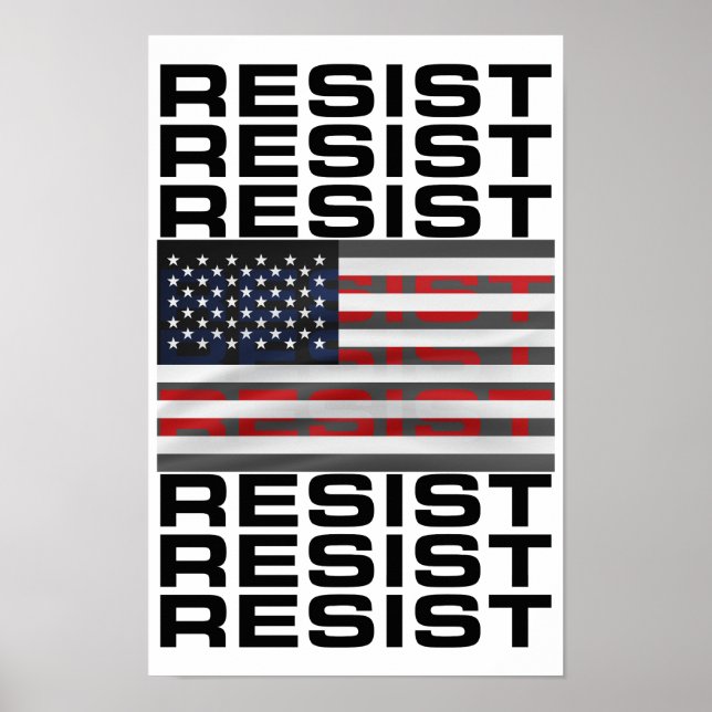 Póster Resistir con la bandera estadounidense (Frente)