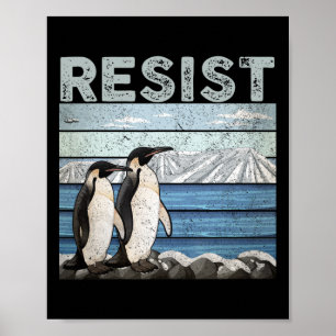 Póster Resistir el activismo pingüino