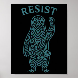 Póster Resistir el gráfico del activismo de los pingüinos