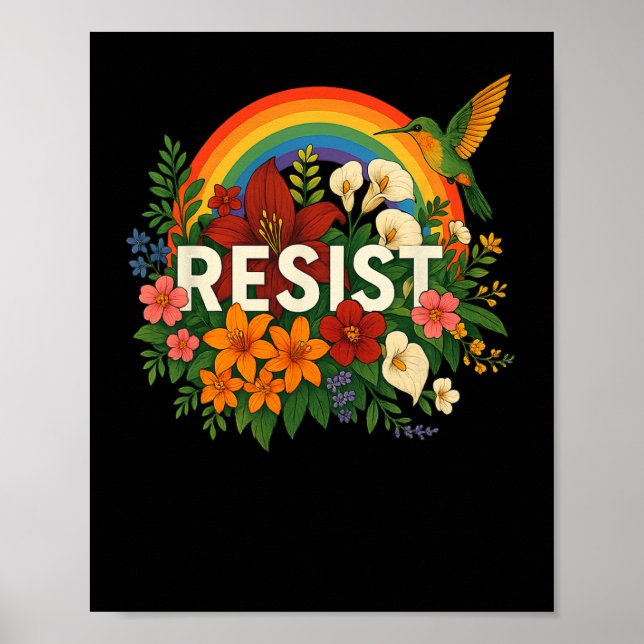 Póster Resistir el orgullo floral anti Trump de protesta  (Frente)