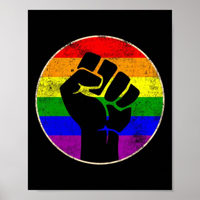 Póster Resistir el poder de fuerza de lgbt arcoiris lesbi (Frente)