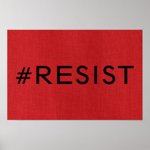 Póster #Resistir en Foto de Textura de Lino Rojo Poster