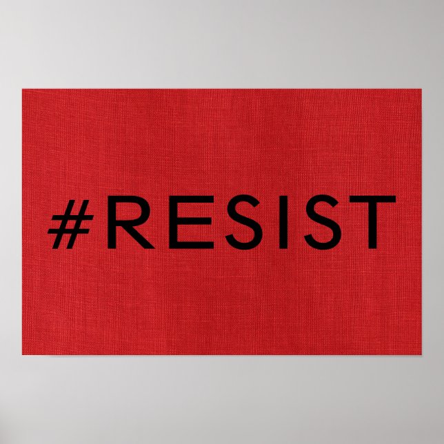 Póster #Resistir en Foto de Textura de Lino Rojo Poster (Frente)