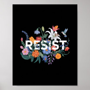 Póster Resistir Floral Protesta Resistencia Política Muje