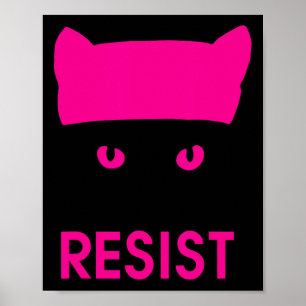 Póster Resistir la camiseta de gato Gorra rosa persistent
