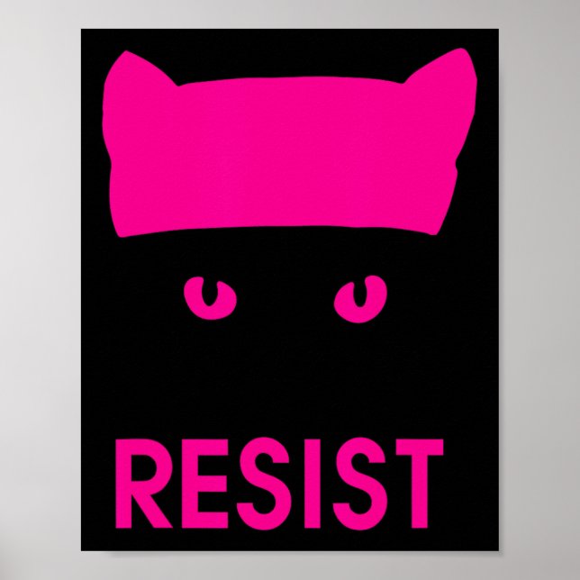 Póster Resistir la camiseta de gato Gorra rosa persistent (Frente)
