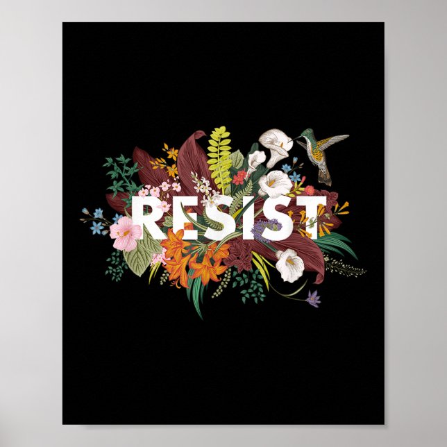 Póster Resistir la protesta política floral contra Trump (Frente)