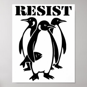 Póster Resistir Pingüinos - Arancel Trump