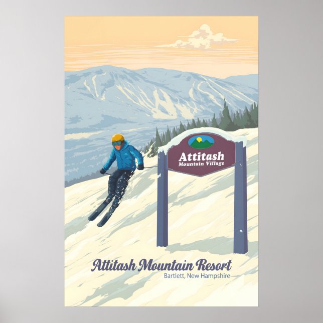 Póster Resort de Attitash Mountain Bartlett New Hampshire (Frente)