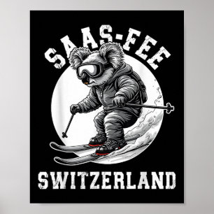 Póster Resort de esquí Saas-fee Koala Bear Alpes suizos E