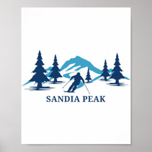 Póster Resort de esquí Sandia Peak Nuevo México Esquiador