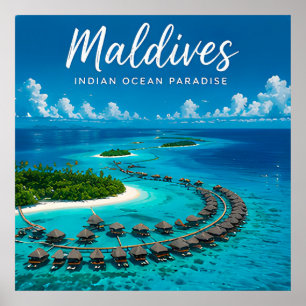 Póster 🧲 Resort Isla Maldivas Recuerdo de Viaje 🌊