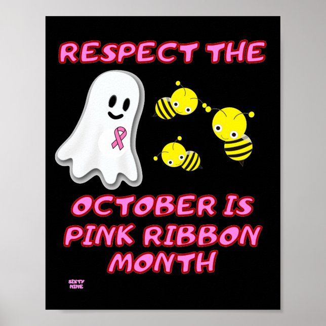 Póster "RESPECT THE BOO BEES" funny Pink Ribbon  (Frente)