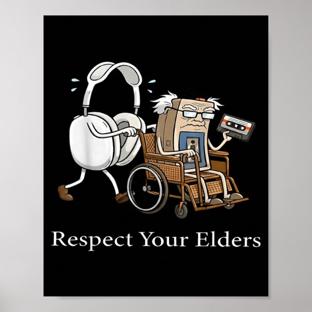 Póster Respect Your Elders Retro Gaming Funny Gamer Contr (Frente)