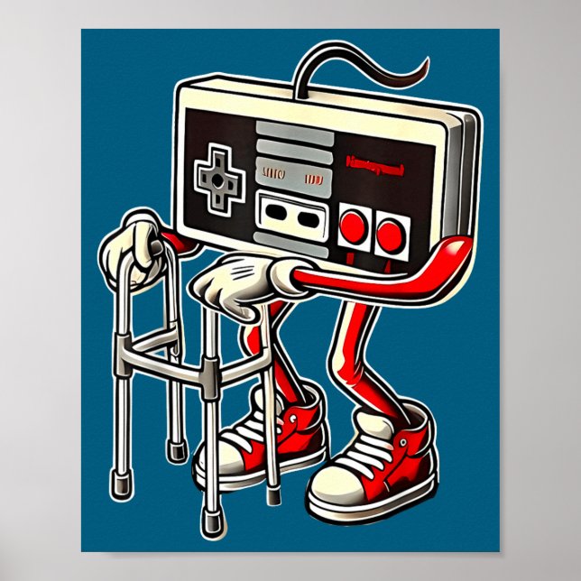 Póster Respect Your Elders Retro Gaming Funny Gamer Contr (Frente)