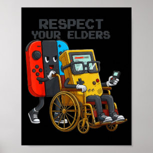 Póster Respeta a tus mayores Control de juegos Retro dive