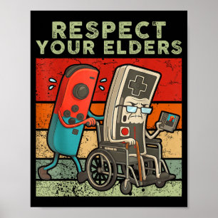 Póster Respetar a los mayores divertido controlador de ju