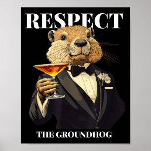 Póster Respetar la marmota Divertida marmota en esmoquin