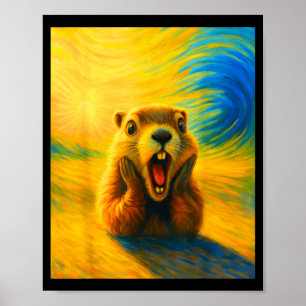 Póster Respetar la marmota divertida marmota linda niños