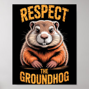 Póster Respetar la marmota divertida Punxsutawney Phil Ho