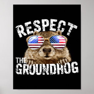 Póster Respetar la marmota divertido día de la marmota ba