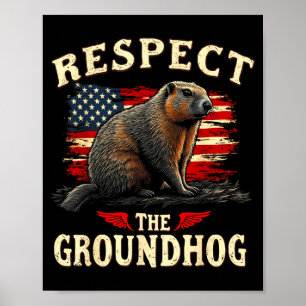 Póster Respetar la marmota Feliz día de la marmota _1