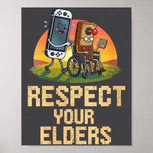 Póster Respeten a sus mayores divertido video de juegos r